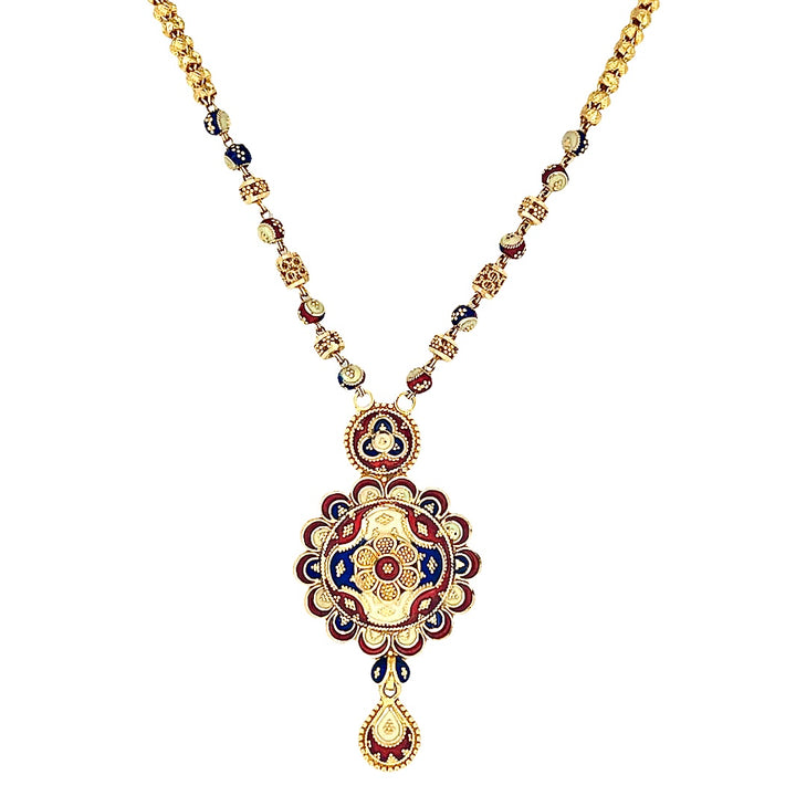 22K Yellow Gold Multi-Color Statement Necklace 18