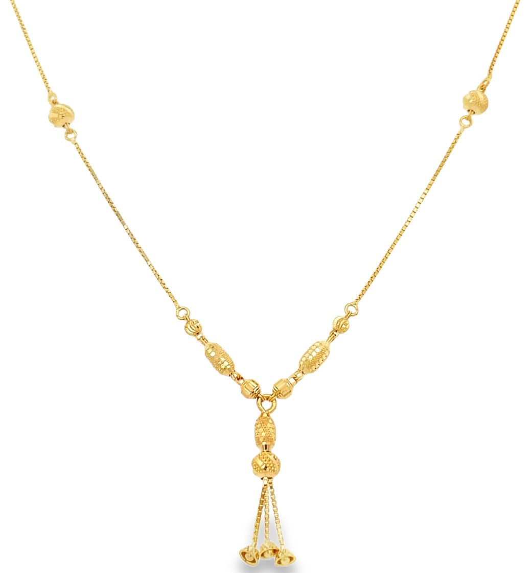 22K Yellow Gold Elegant Dangle Pendant Necklace