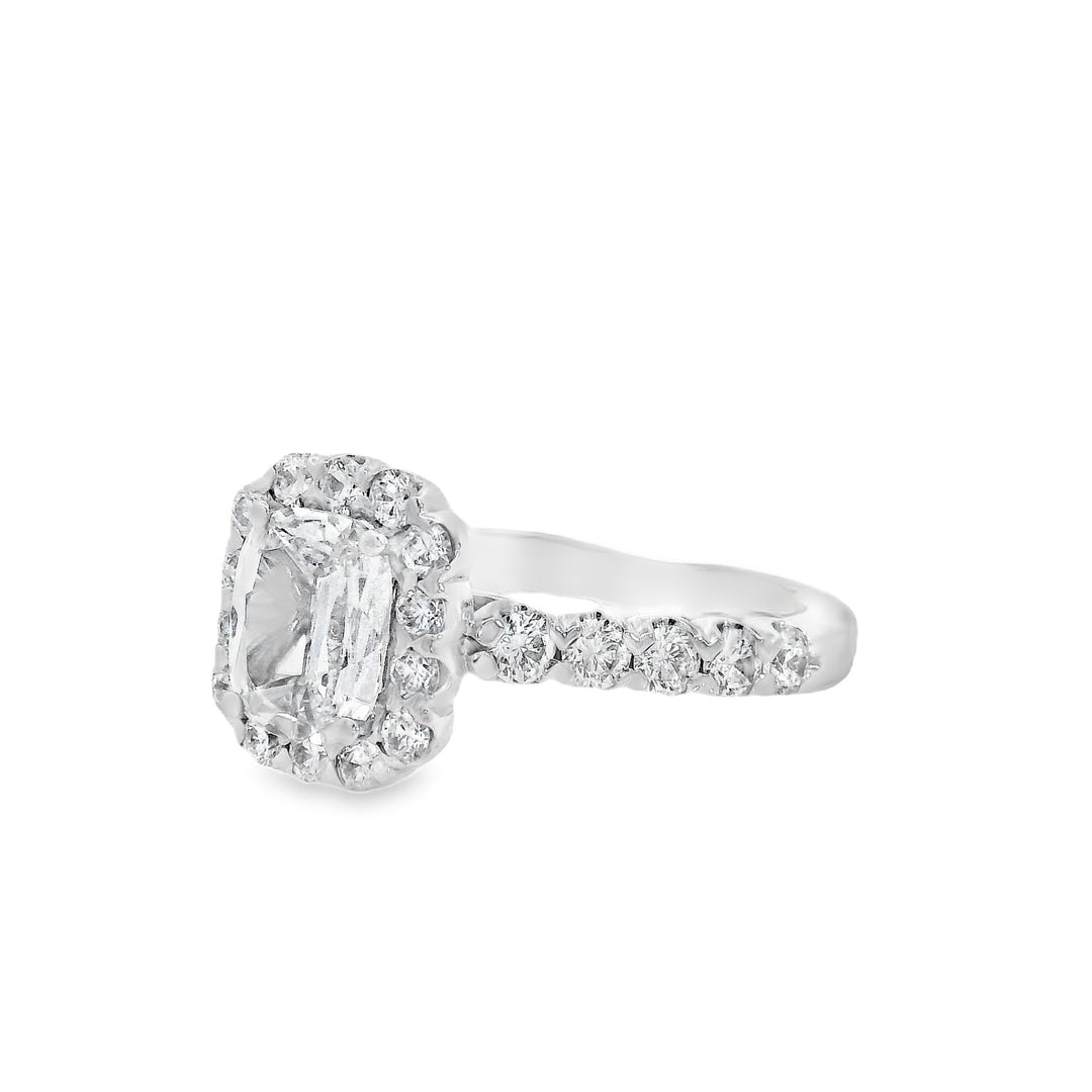 18K White Cushion Diamond 0.70Ct Halo Engagement Ring