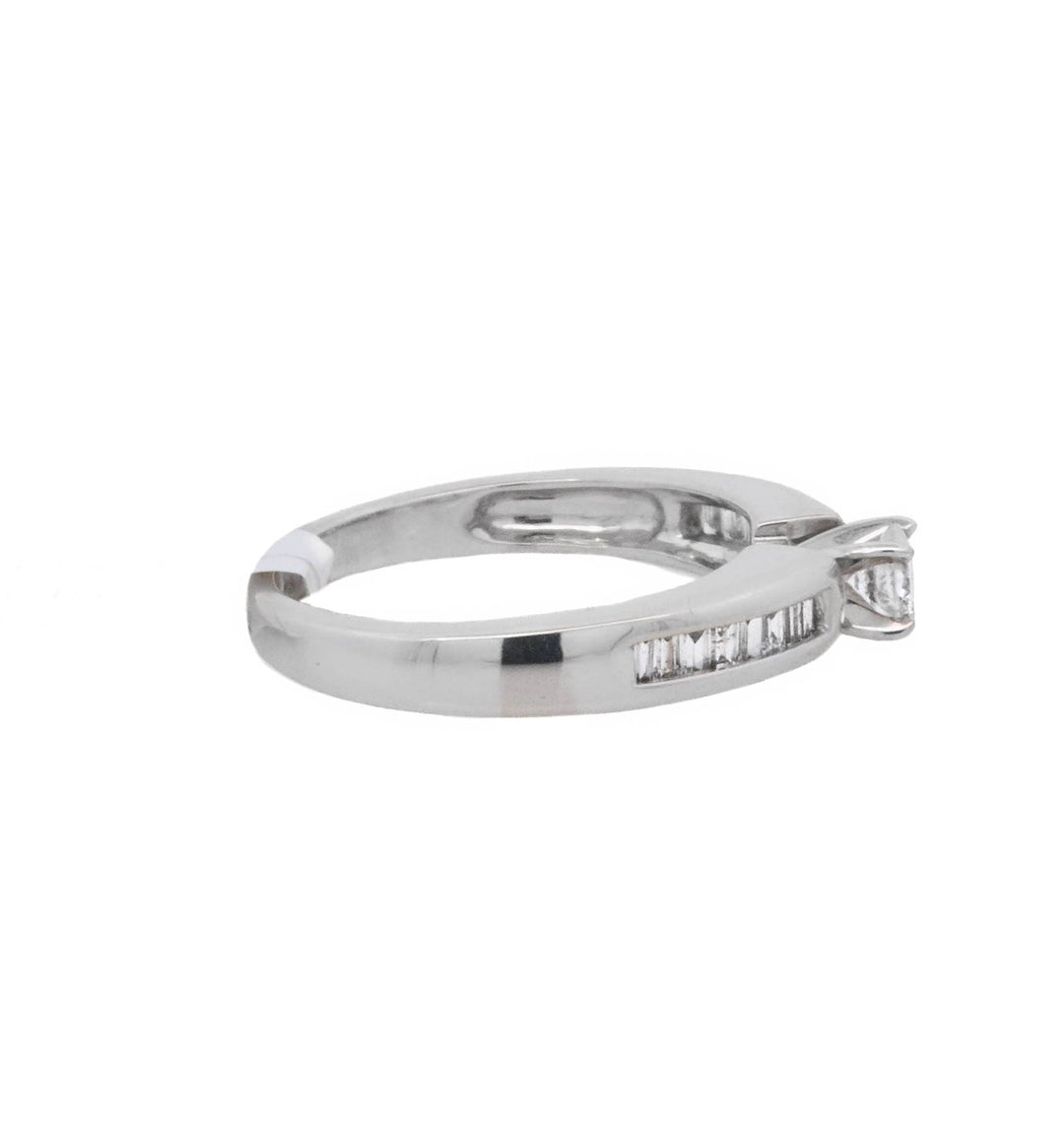 14K White Gold Round Diamond Contemporary Engagement Ring