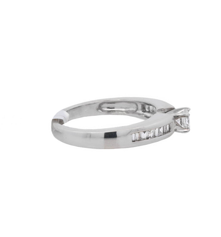 14K White Gold Round Diamond Contemporary Engagement Ring