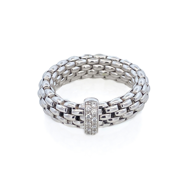 18K White Gold Flexible Diamond Fope Comfort Ring
