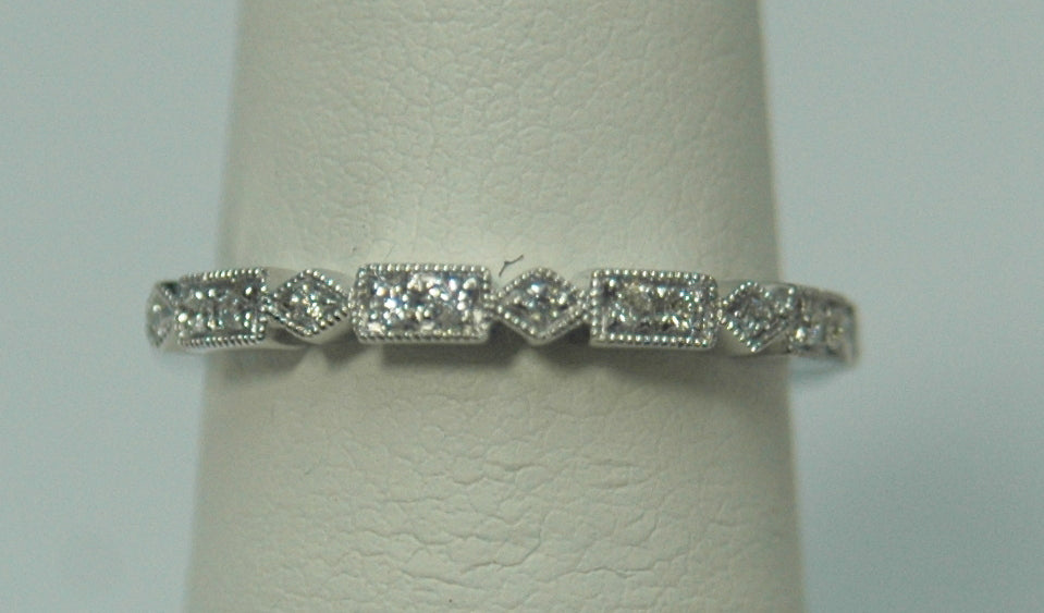 14K White Gold 0.10ct Diamond Stackable Women's Band