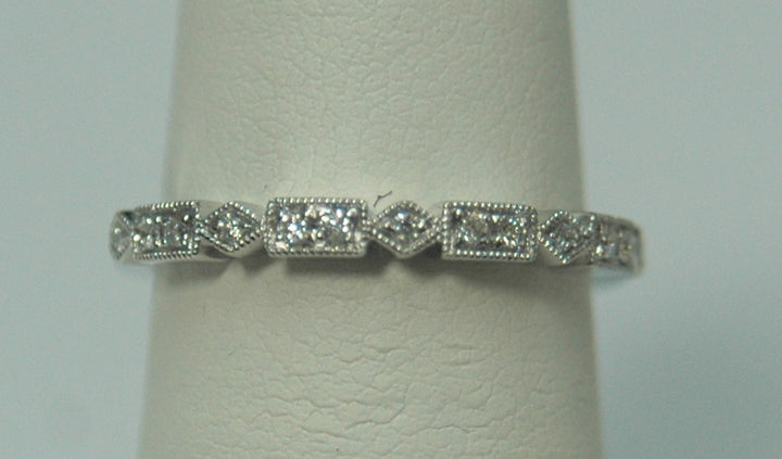 14K White Gold 0.10ct Diamond Stackable Women's Band