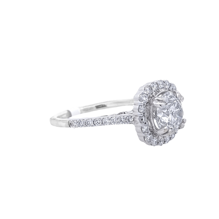 18K White Gold 1.64Ct Round Diamond Halo Engagement Ring