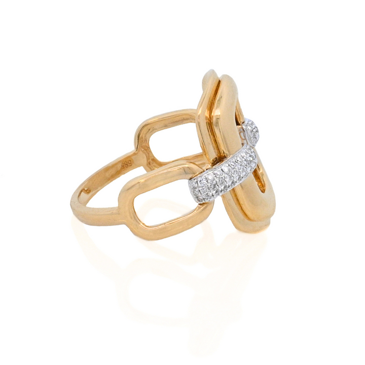 14K Yellow Gold 0.20ct Diamond Paperclip Fashion Ring