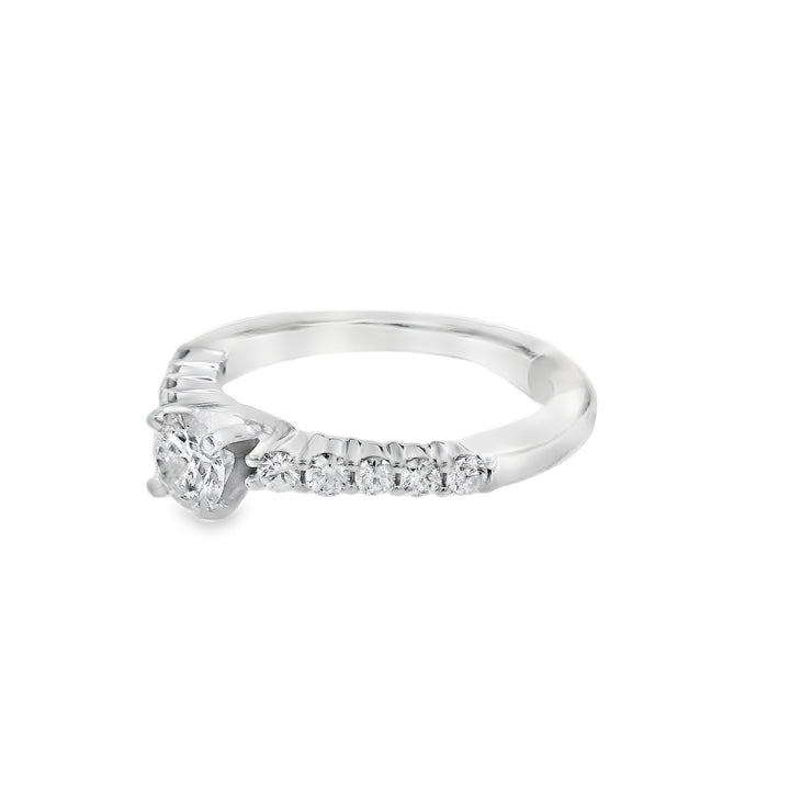 14K White Round Diamond 0.39Ct Solitaire Engagement Ring