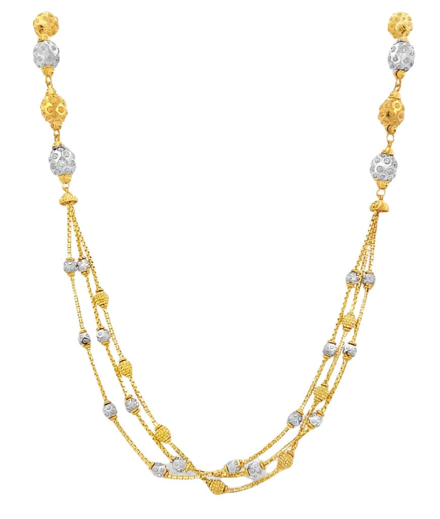 22K Two-Toned Gold Indian Beaded Necklace 15