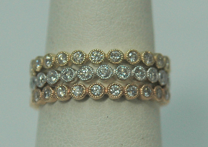 14K Three-Tone 1.08ctw Diamond Stackable Women's Band
