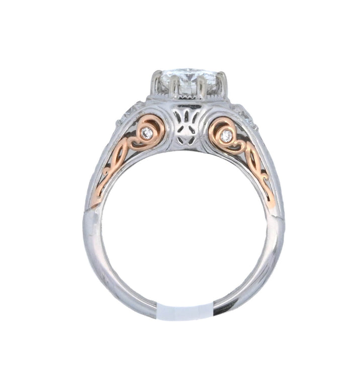 18K Two- Tone Round Diamond 1.01Ct Vintage Engagement Ring