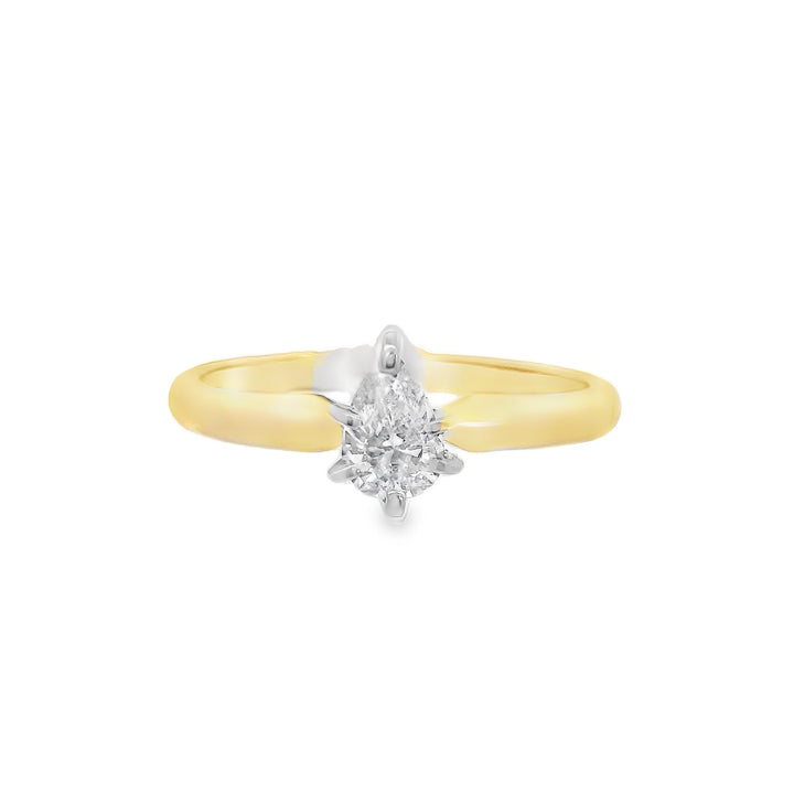 14K Yellow Pear Diamond 0.50Ct Solitaire Engagement Ring