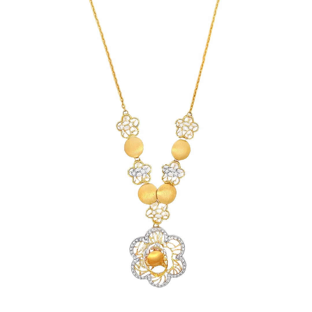22K Yellow Gold Flower Motif Women's Pendant Necklace