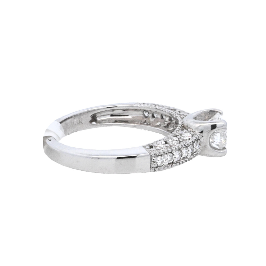 14K White Gold Vintage Round Diamond Engagement Ring