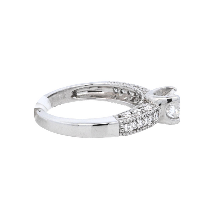 14K White Gold Vintage Round Diamond Engagement Ring