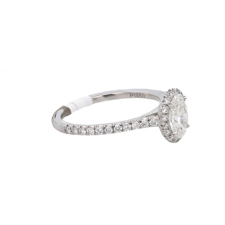 Platinum Oval Diamond Halo Engagement Ring (0.70ct)