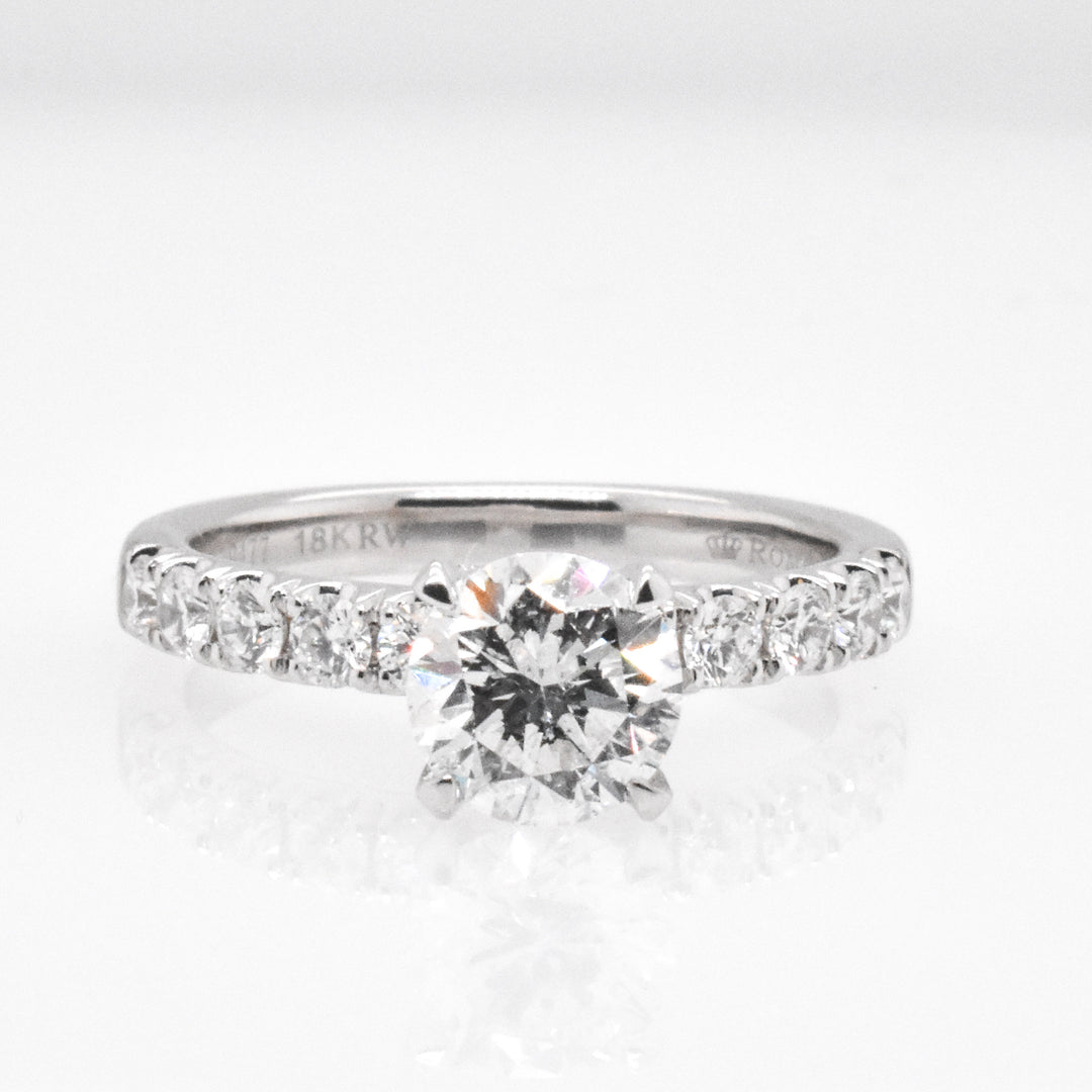 18K White Round Diamond 1.08Ct Solitaire Engagement Ring