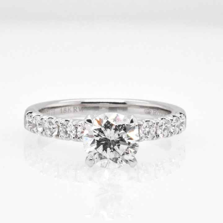 18K White Round Diamond 1.08Ct Solitaire Engagement Ring