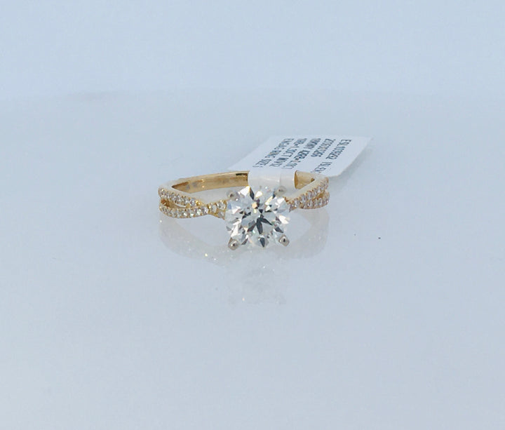 18K Two- Tone Round Diamond 1.30Ct Solitaire Engagement Ring