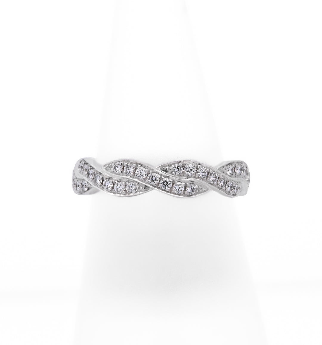 14K White Gold 0.50ct Diamond Twisted Women's Wedding Band