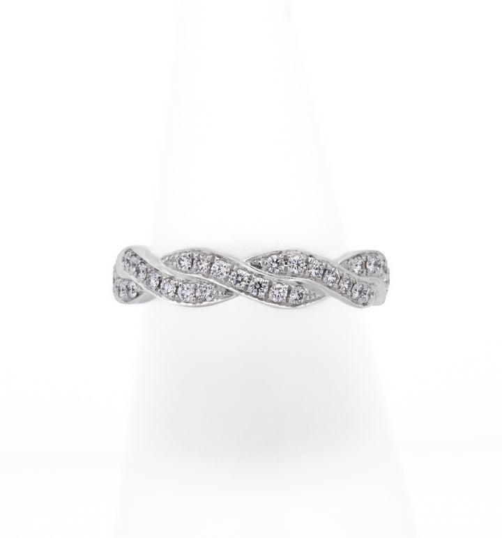 14K White Gold 0.50ct Diamond Twisted Women's Wedding Band