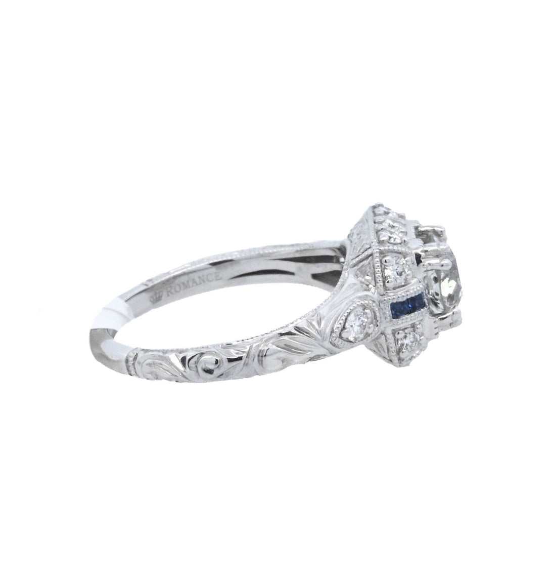 18K White Gold 0.94CT Diamond Halo Engagement Ring