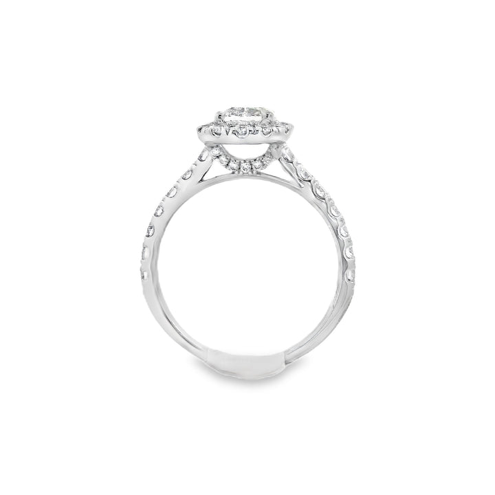 18K White Cushion Diamond 1.28Ct Halo Engagement Ring