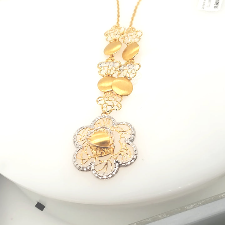 22K Yellow Gold Flower Motif Women's Pendant Necklace