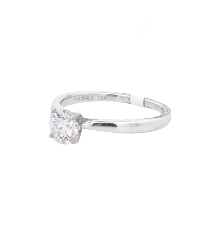 18K White Round Diamond 0.71Ct Solitaire Engagement Ring