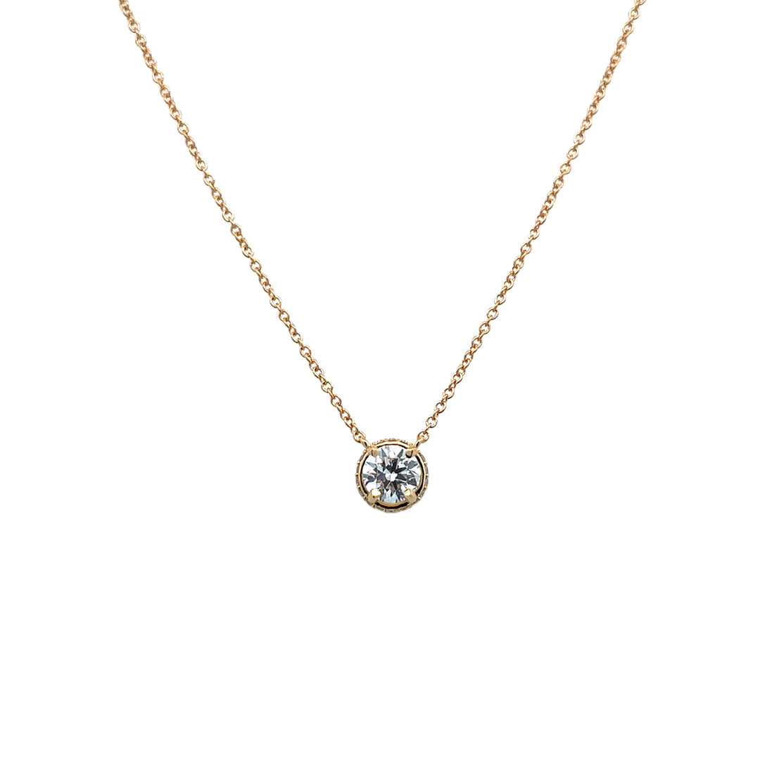 14K Yellow Gold Lab Diamond Solitaire Pendant Necklace