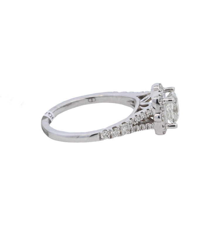 14K White Gold 1.00Ct Princess Diamond Halo Engagement Ring
