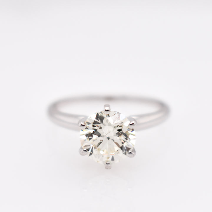 14K White Round Diamond 2.02Ct Solitaire Engagement Ring