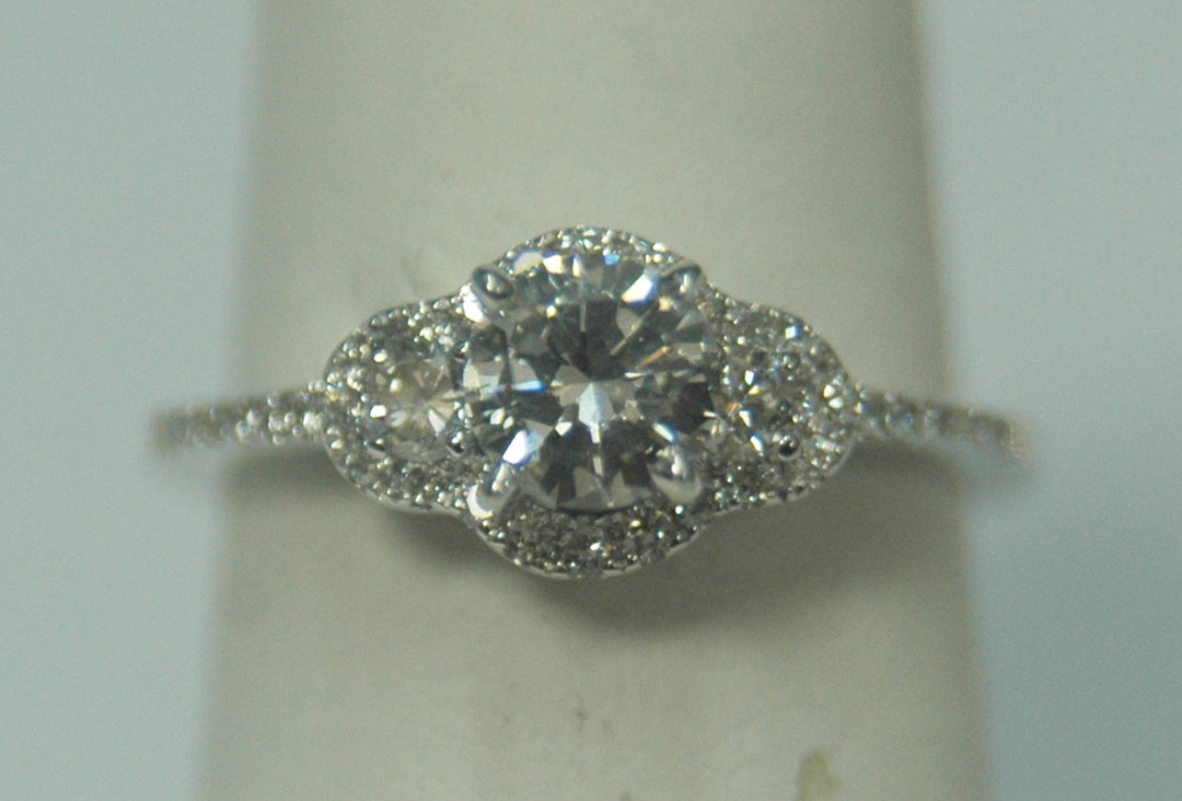 14K White Gold 3-Stone 0.56ct Diamond Engagement Ring