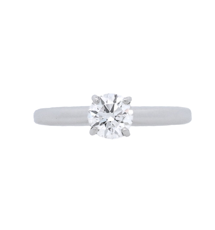 14K White Round Diamond 0.52Ct Solitaire Engagement Ring