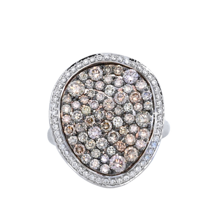 14K White Gold Multi-Diamond Chocolate Fashion Ring
