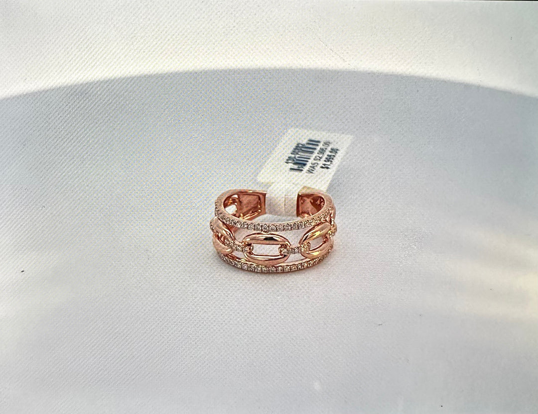 14K Rose Gold 0.30ct. Diamond Chain Link Fashion Ring