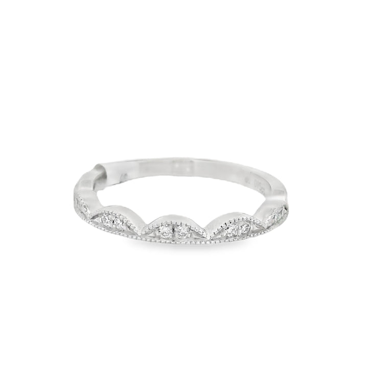 14K White Gold 0.10ct Diamond Stackable Women's Wedding Band