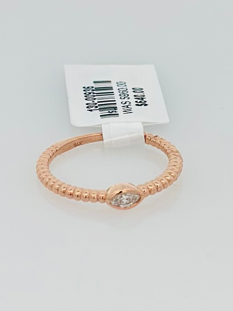 18K Rose Gold 0.08ct Marquise Diamond Stackable Ring
