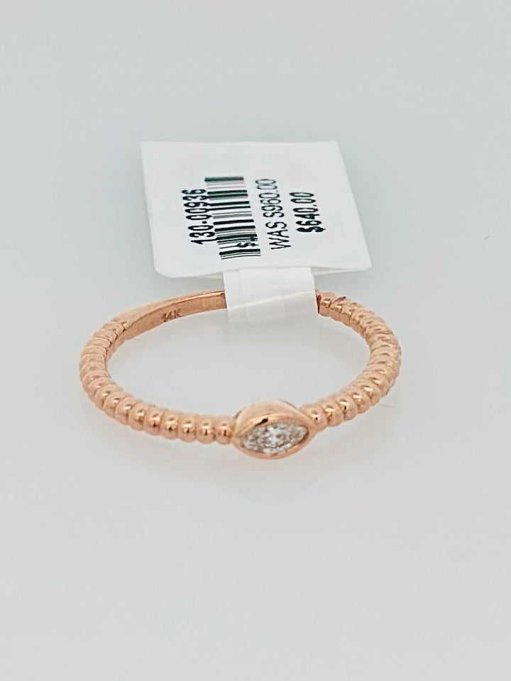 18K Rose Gold 0.08ct Marquise Diamond Stackable Ring