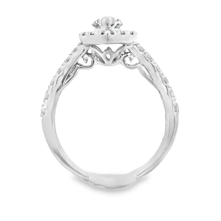 14K White Marquise Diamond 1.00Ct Halo Engagement Ring