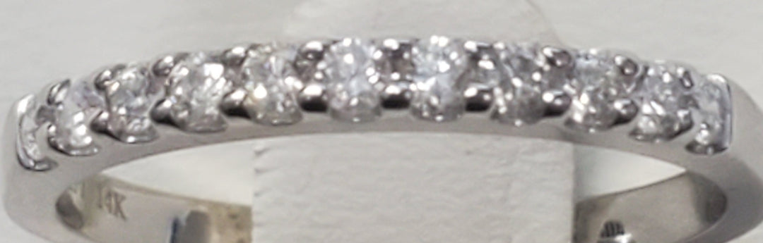 14K White Gold 11-Diamond Shared Prong Wedding Band