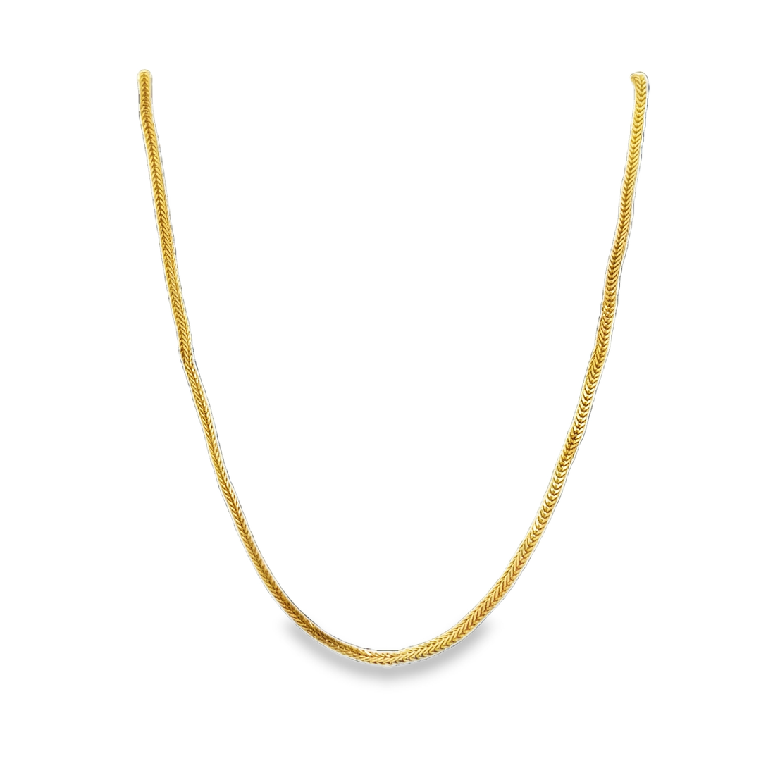22K Yellow Gold 17 Foxtail Chain Necklace with Lobster Clasp