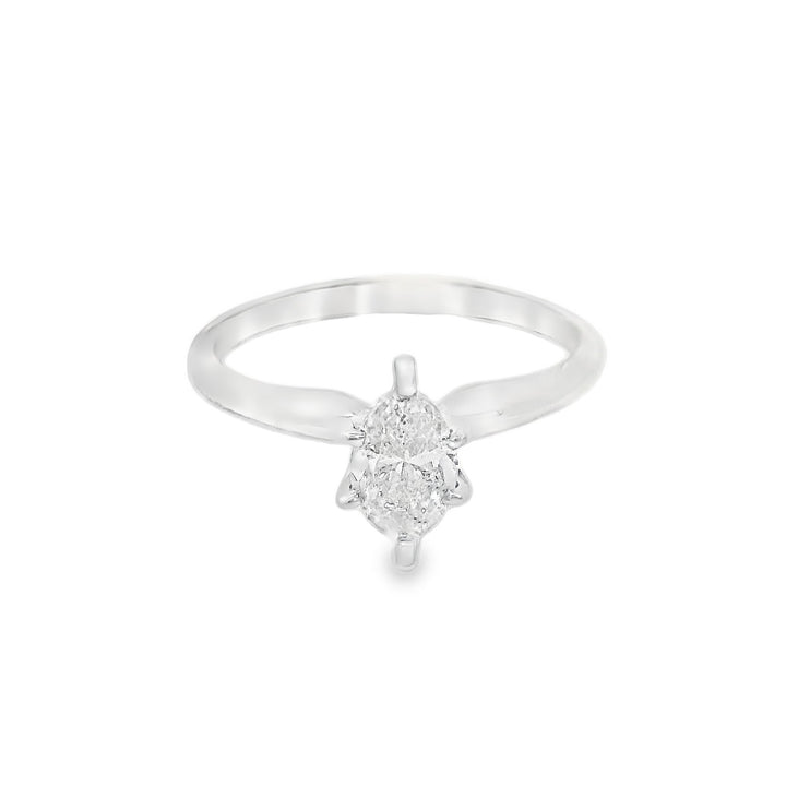 14K White Marquise Diamond 0.76Ct Solitaire Engagement Ring