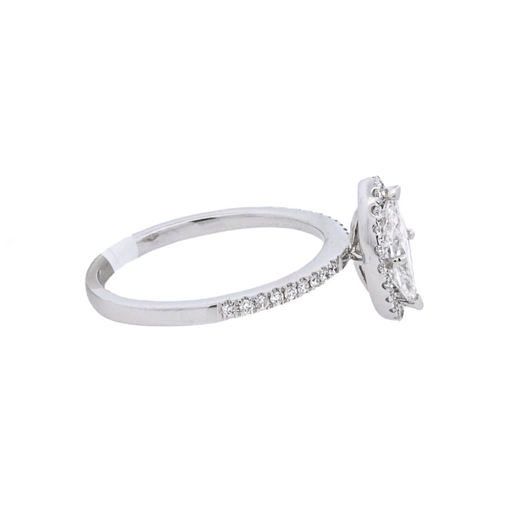 18K White Marquise Diamond 0.71Ct Halo Engagement Ring