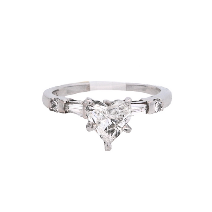 14K White Heart Diamond 0.95Ct Solitaire Engagement Ring