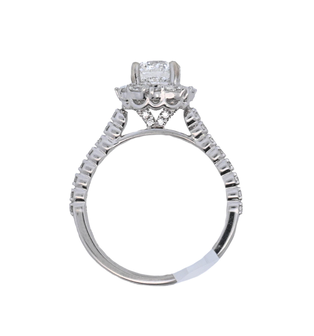 14K White Gold 1.04Ct Round Diamond Halo Engagement Ring