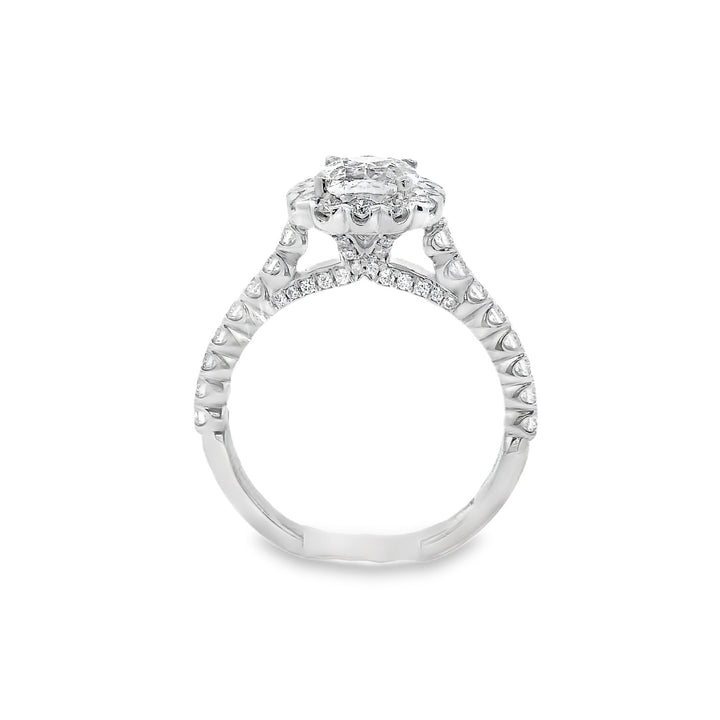 14K White Cushion Diamond 0.95Ct Halo Engagement Ring