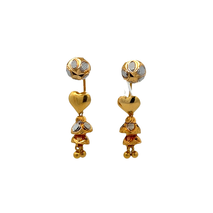 22K Yellow Gold Elegant Dangling Ladies Earrings