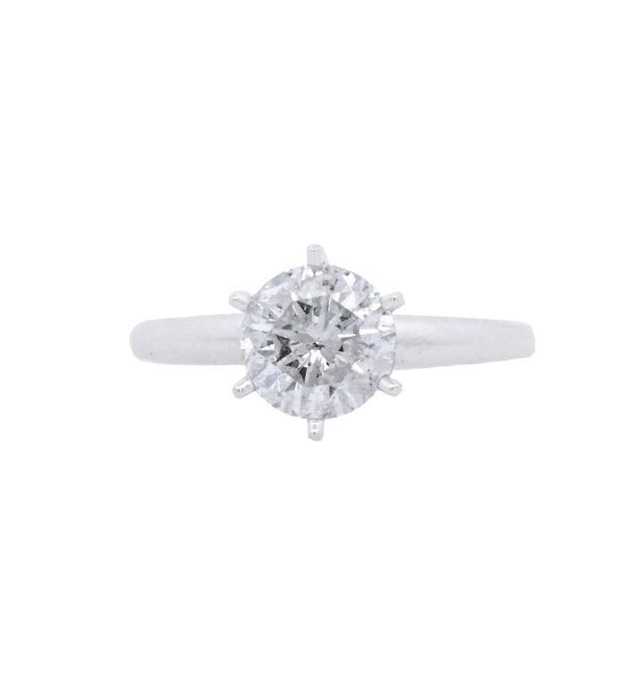 14K White Round Diamond 1.18Ct Solitaire Engagement Ring