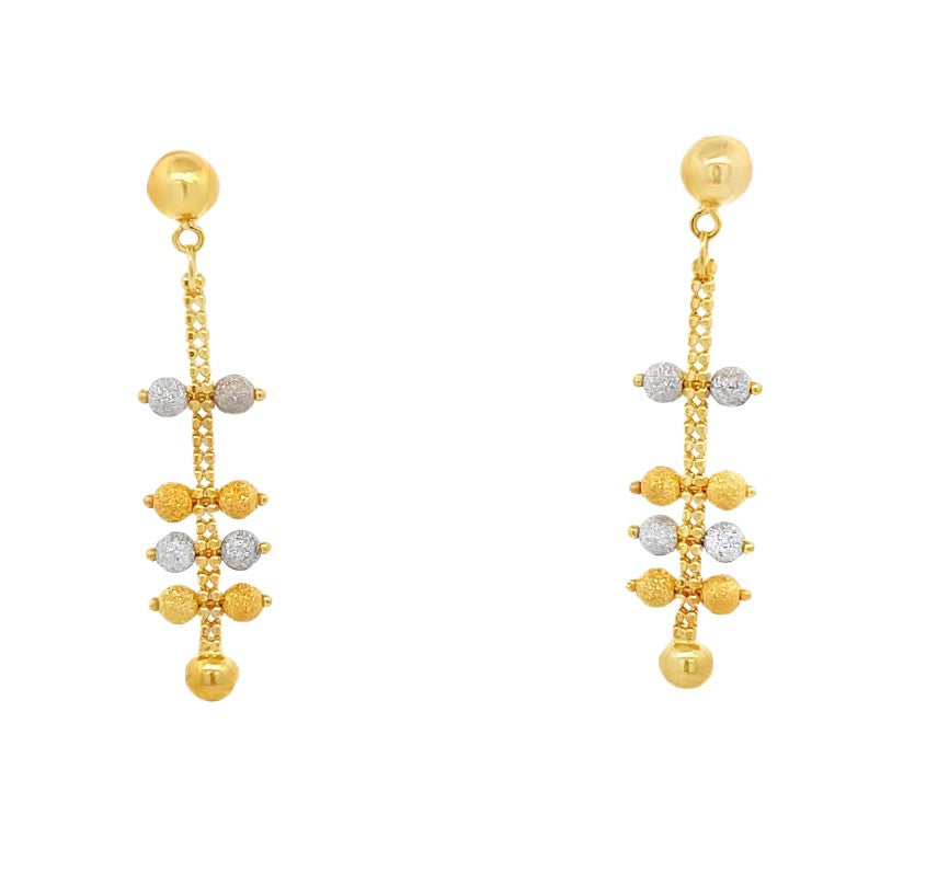 22K Yellow Gold Two-Toned Elegant Dangle Earrings