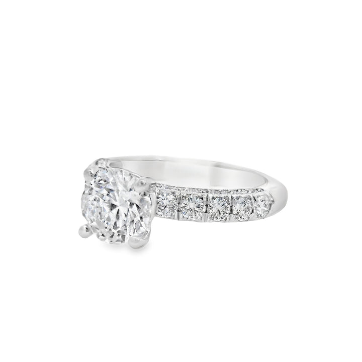 14K White Round Diamond Solitaire Engagement Ring